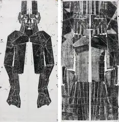 F Minor I and II by Matthew Monahan, 2000, ink on paper, in 2 parts, offered Apr 2018