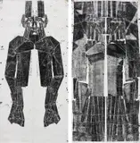 Matthew Monahan, F Minor I and II, 2000, ink on paper, in 2 parts
