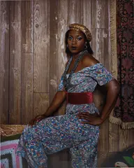 Qusuquzah Standing Sideways by Mickalene Thomas, 2012, chromogenic print, sold Apr 2018