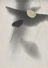 Yutaka Ohashi, Rain I, 1982, acrylic and rice paper on canvas
