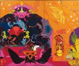 Eric and Heather ChanSchatz, PTG.76 (White Pitcher), 2007, screenprint on silk, in 2 parts, in artists' frame
