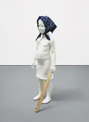 Pia Stadtbäumer, Clara, Kopftuch mit Stock, 1998 - 99, painted plaster, wood and fabric
