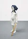 Pia Stadtbäumer, Clara, Kopftuch mit Stock, 1998 - 99, painted plaster, wood and fabric