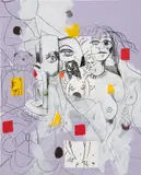 George Condo, Collision Course, 2009, acrylic, charcoal, wax crayon, pastel and paper collage on linen