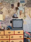 Jonas Wood, Rosy's Masks, 2008, oil on linen