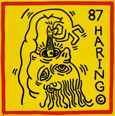 Untitled (Knokke #3) by Keith Haring, oil on canvas, sold Jun 2018