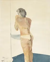 Peter having a wash by David Hockney, 1967, watercolour on paper, sold Jun 2018