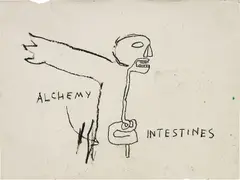 Alchemy by Jean-Michel Basquiat, 1985, oilstick on paper, sold Jun 2018