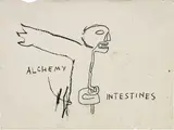 Alchemy by Jean-Michel Basquiat, 1985, oilstick on paper, sold Jun 2018