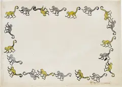 Turquoise and Yellow Monkey by Andy Warhol, 1953, watercolour on paper, sold Jun 2018