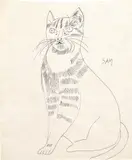 Sam (seated with long hair) by Andy Warhol, 1954, ball-point pen on paper, sold Jun 2018