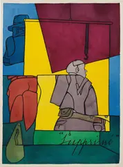Valerio Adami, Foto di Ben Shahn, 1979, ink and watercolour on paper