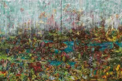 Ali Banisadr, It Happened and It Never Did, 2011, oil on linen, diptych