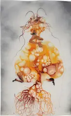 Mellow Yellow by Wangechi Mutu, 2004, ink, paint and paper collage on Mylar, sold Jun 2018