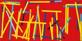 Imi Knoebel, Fishing Red E I, 2007 - 2009, acrylic on synthetic paper