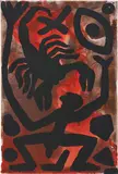 Lava Mann Skorpion Auge Pentagon by A. R. Penck, acrylic on canvas, sold Jun 2018