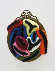 Joana Vasconcelos, Psyche, 2015, woolen crochet, ornaments, gilt frame, polyester