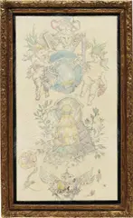 Wim Delvoye, Untitled (Jean Olivier), 2005, tattooed pigskin on stretcher, handcarved and gilded American boxframe