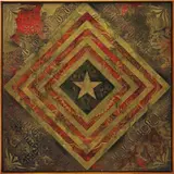 Power & Glory Flag 1 by Shepard Fairey, 2014, mixed media, stencil, silkscreen and collage on canvas, in artist's frame, sold Jun 2018