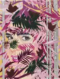 Asli Özok, Miami, 2018, oil, gold leaf and beads on canvas
