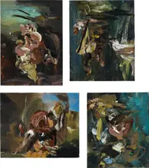 Tall and Proud by Katy Moran, 2006, acrylic on canvas, in 4 parts, sold Jun 2018