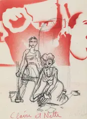 Claire & Nette by Sven 't Jolle, 1999, pencil, ink and spray-paint on paper, sold Jun 2018