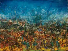 Nowhere by Ali Banisadr, 2010, oil on linen, sold Oct 2018