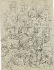 Georg Baselitz, Jäger mit Hund (Hunter with Dog), 1967, graphite on paper