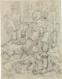 Georg Baselitz, Jäger mit Hund (Hunter with Dog), 1967, graphite on paper