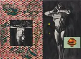 David Salle, Maid of Germany, 1986, oil, acrylic and wood on printed canvas and canvas, diptych
