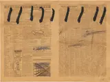 Antoni Tàpies, Paper de diari amb nou ratlles (Newsprint with nine strokes), 1969, mixed media on newsprint