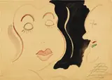 Sigmar Polke, Ohne Titel (Fräulein mit Kartoffelkopf) (Reihe Duo) (Untitled (Young Lady with Potato Head) (Duo series)), 1966, watercolour on paper