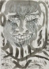 Te Jong Meisje by Marlene Dumas, 1986, ink wash and wax crayon on paper, sold Oct 2018