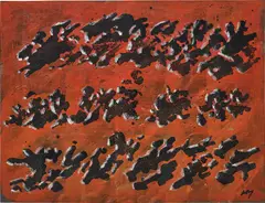 Sans titre by Henri Michaux, 1984, acrylic, oil and india ink on canvas laid on board, sold Oct 2018