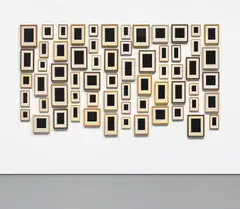 Allan McCollum, Untitled, 1982-89, enamel on plaster, in 64 parts