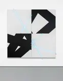 François Morellet, 5 lignes au hasard (π) en peinture et en néon no 3, 2010, blue neon tubes and acrylic on canvas stretched over wood panel