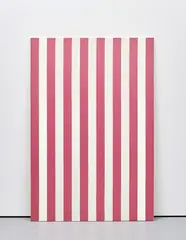 Daniel Buren, Peinture acrylique sur tissu rayé blanc et rouge, white acrylic paint on linen, woven in alternating white and red stripes