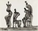 Henry Moore, Four Figures Seated and Standing, 1979-80, washed charcoal on lightweight wove paper