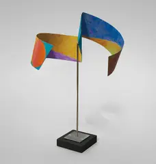 George Rickey, Untitled, 2000, stainless steel and polychrome