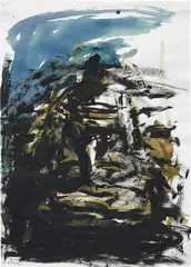 Ohne Titel by Georg Baselitz, watercolour, India ink and ink on paper, sold Oct 2018