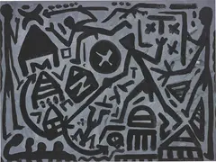 Im grauen Feld by A. R. Penck, 2007, acrylic on canvas, sold Oct 2018
