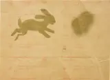 Goldhase by Joseph Beuys, gold spray paint and pencil on printed parcel paper, sold Oct 2018