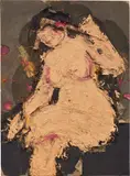 Manolo Valdés, Desnudo sobre fondo gris, 2011, oil on burlap