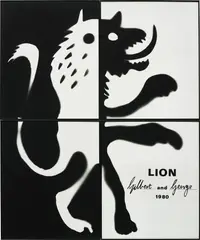 Lion by Gilbert&George, 1980, hand-dyed gelatin silver prints, in artists' frames, in 4 parts, sold Oct 2018