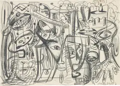 Untitled by George Condo, charcoal on paper, sold Oct 2018