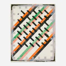 Alan Shields, Kite Riddle (from The Castle Window Set series), 1981, relief print in colors on handmade paper