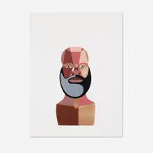 Derrick Adams, Style Variation 4 (Beard) (from the Beauty World series), 2020, screenprint in colors and inkjet
