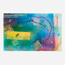 Phelp's #4 by Sam Gilliam, 2015, monotype with hand-coloring and collage on handmade paper on canvas, sold May 2025