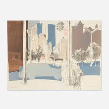 Fairfield Porter, New York Street Scene, 1969, lithograph in colors on Arches