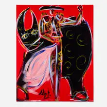 Domingo Zapata, Bull y Me, 2015, acrylic on canvas
